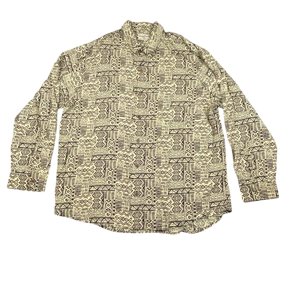 Kenny Flowers Island Classics 3XL Tribal Geometric Print Rayon Button Down Shirt